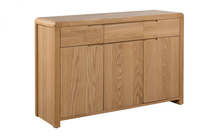 Curve 3 Door 3 Drawer Sideboard - Click Image to Close